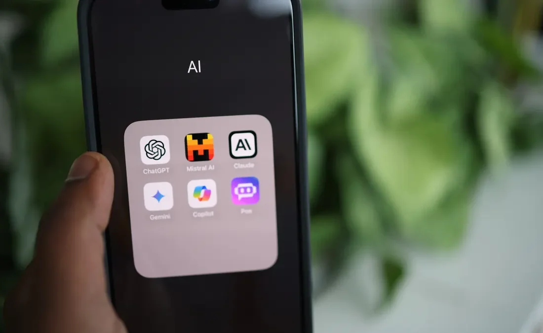 smartphone showing an AI app folder