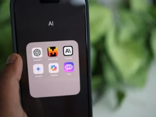 smartphone showing an AI app folder