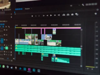 video editing timeline with multiple clips on screen